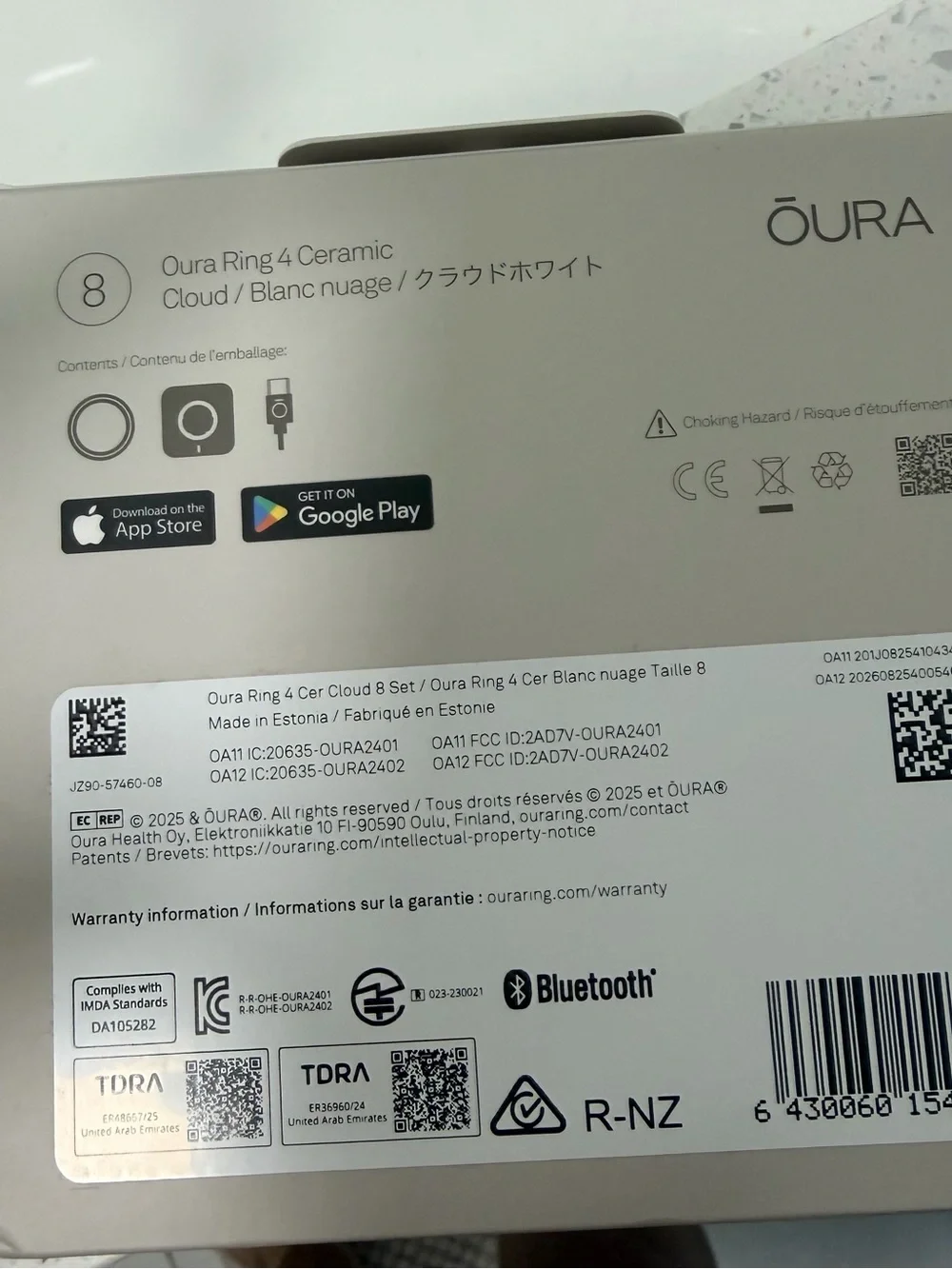 Oura Ceramic Smart Ring in White by Oura